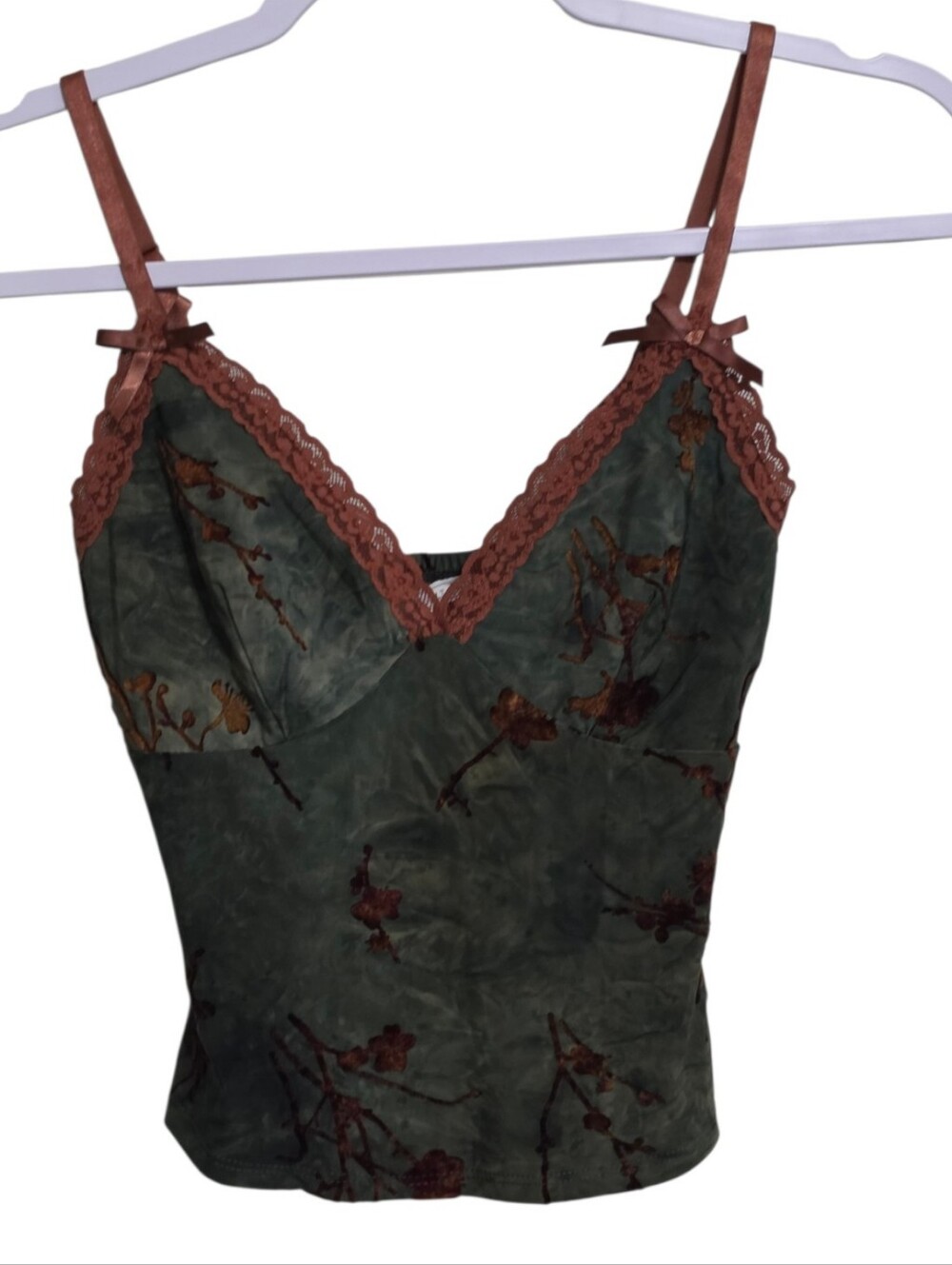 Full Tilt Babydoll Burnout Velvet Floral Cami Top XS Y2K Forest Fairy Festival